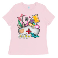 Bubblegum Pink nurse  easter Ladies Tee - AdoDesignShop