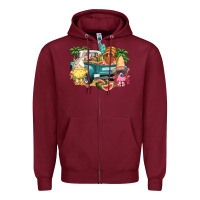 Burgundy summer gnomies truck Zipper Hoodie - NancyCooperArtShop