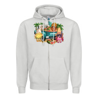 Dove Grey summer gnomies truck Zipper Hoodie - NancyCooperArtShop