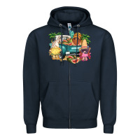 Navy summer gnomies truck Zipper Hoodie - NancyCooperArtShop