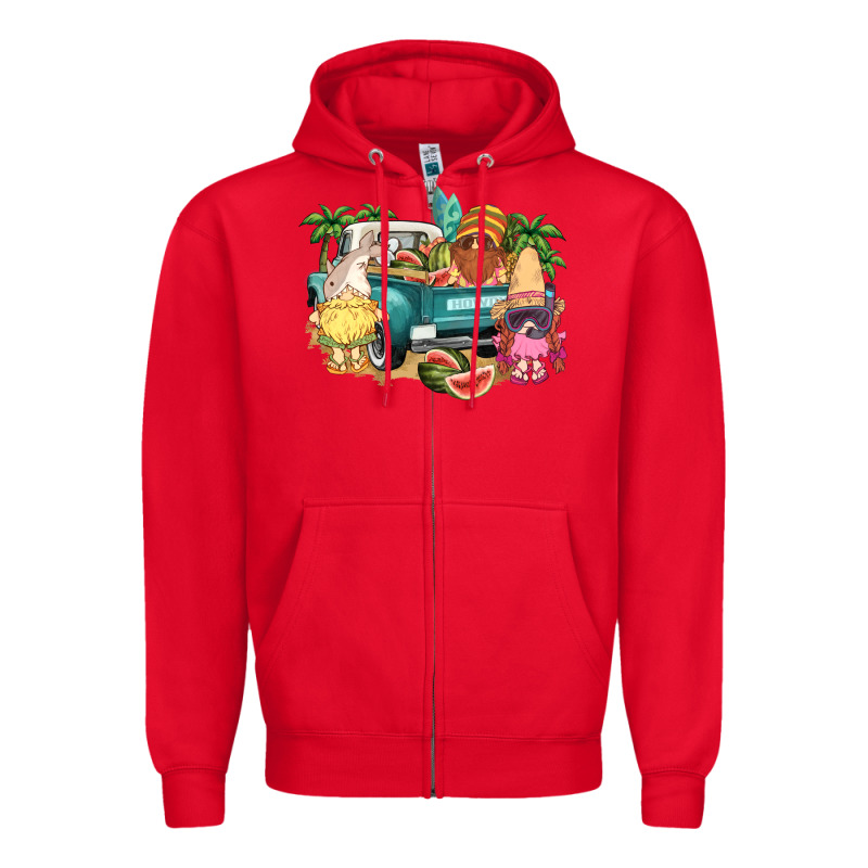 Summer Gnomies Truck Zipper Hoodie by NancyCooperArtShop | Teevron
