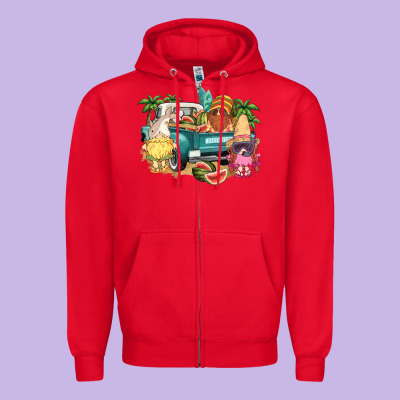 Summer Gnomies Truck Zipper Hoodie Designed By Nancycooperartshop