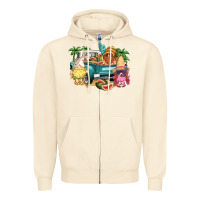Sandshell summer gnomies truck Zipper Hoodie - NancyCooperArtShop