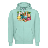 Seafoam summer gnomies truck Zipper Hoodie - NancyCooperArtShop