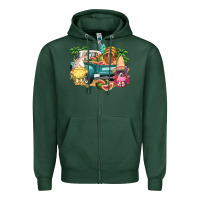Sports Green summer gnomies truck Zipper Hoodie - NancyCooperArtShop