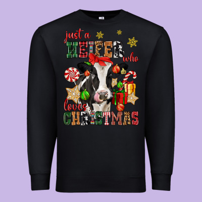 Just A Heifer Who Loves Christmas Cow Premium Sweatshirt Designed By Cowgirlartshop