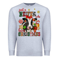 Heather Grey just a heifer who loves christmas cow Premium Sweatshirt - CowGirlArtShop