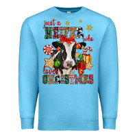 Ocean Blue just a heifer who loves christmas cow Premium Sweatshirt - CowGirlArtShop