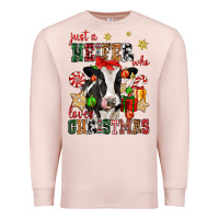 Pale Pink just a heifer who loves christmas cow Premium Sweatshirt - CowGirlArtShop