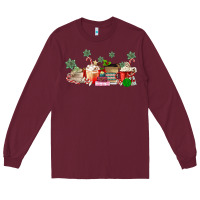 Burgundy Christmas coffee Long Sleeve Tee - MaliasSmallBusiness