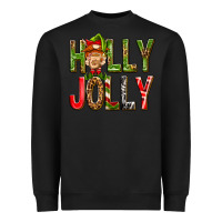 Black Holly Jolly elf gnome Heavyweight Sweatshirt - NancyCooperArtShop