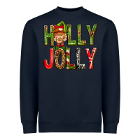 Navy Holly Jolly elf gnome Heavyweight Sweatshirt - NancyCooperArtShop