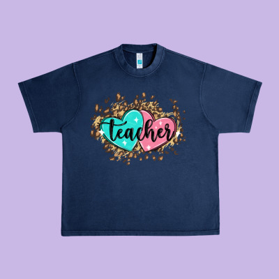Heart Teacher Urban Heavy Tee Designed By Maliassmallbusiness