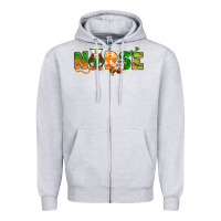 Heather Grey st patricks day nurse with gnome Zipper Hoodie - NancyCooperArtShop