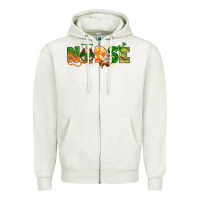 Oatmeal Heather st patricks day nurse with gnome Zipper Hoodie - NancyCooperArtShop