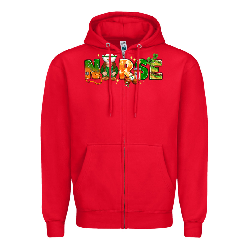 St Patricks Day Nurse With Gnome Zipper Hoodie by NancyCooperArtShop | Teevron