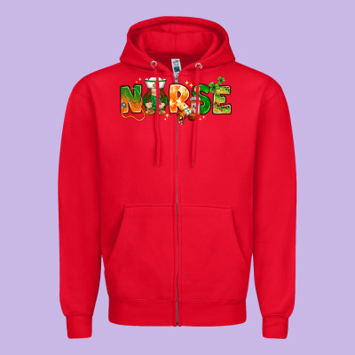 St Patricks Day Nurse With Gnome Zipper Hoodie Designed By Nancycooperartshop