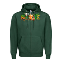 Sports Green st patricks day nurse with gnome Zipper Hoodie - NancyCooperArtShop