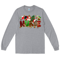Heather Grey christmas  nurse Long Sleeve Tee - MaliasSmallBusiness