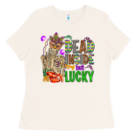 Bone mardi gras dead inside but lucky  with skeleton Ladies Tee - AdoDesignShop