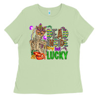 Matcha mardi gras dead inside but lucky  with skeleton Ladies Tee - AdoDesignShop