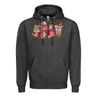 Charcoal Heather cafecito y chisme coffee cups Zipper Hoodie - texasbilliewilder