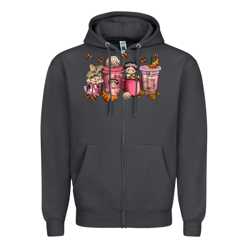 Cafecito Y Chisme Coffee Cups Zipper Hoodie by texasbilliewilder | Teevron