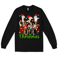 Black christmas three cows mooey christmas Long Sleeve Tee - MaliasSmallBusiness