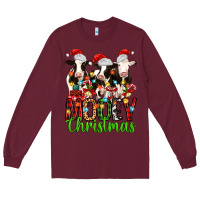 Burgundy christmas three cows mooey christmas Long Sleeve Tee - MaliasSmallBusiness