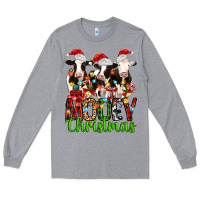 Heather Grey christmas three cows mooey christmas Long Sleeve Tee - MaliasSmallBusiness