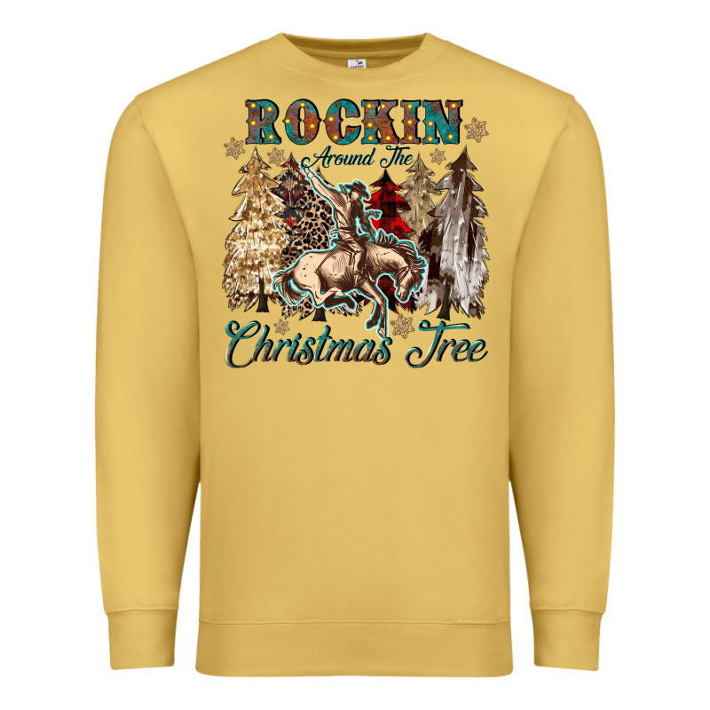 Rockin Around The Christmas Tree Premium Sweatshirt by CowGirlArtShop | Teevron