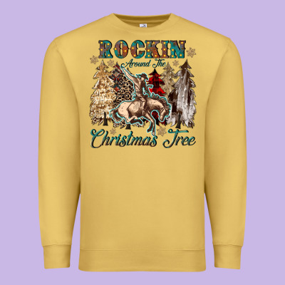 Rockin Around The Christmas Tree Premium Sweatshirt Designed By Cowgirlartshop