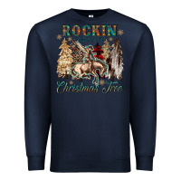 Navy rockin around the christmas tree Premium Sweatshirt - CowGirlArtShop