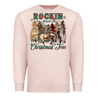 Pale Pink rockin around the christmas tree Premium Sweatshirt - CowGirlArtShop