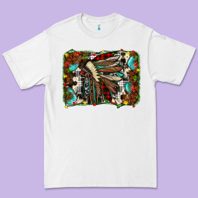 Christmas Indian Headdress Premium Tee Designed By Jahusdesignshop