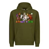 Army Green spooky vibes sports ghosts Premium Hoodie - CowGirlArtShop