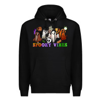Black spooky vibes sports ghosts Premium Hoodie - CowGirlArtShop