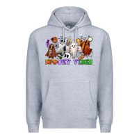 Heather Grey spooky vibes sports ghosts Premium Hoodie - CowGirlArtShop