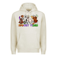 Oatmeal Heather spooky vibes sports ghosts Premium Hoodie - CowGirlArtShop