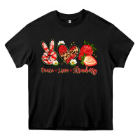 Black peace love strawberry Heavy Core Tee - Artiststas