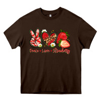 Chocolate Brown peace love strawberry Heavy Core Tee - Artiststas