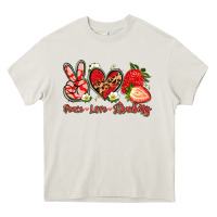 Cream peace love strawberry Heavy Core Tee - Artiststas