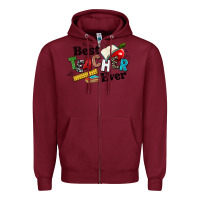 Burgundy best teacher ever Zipper Hoodie - NancyCooperArtShop