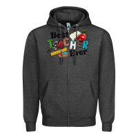 Charcoal Heather best teacher ever Zipper Hoodie - NancyCooperArtShop