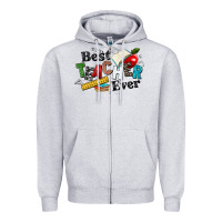 Heather Grey best teacher ever Zipper Hoodie - NancyCooperArtShop