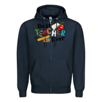 Navy best teacher ever Zipper Hoodie - NancyCooperArtShop