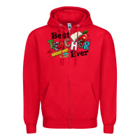 Red best teacher ever Zipper Hoodie - NancyCooperArtShop