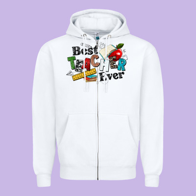 Best Teacher Ever Zipper Hoodie Designed By Nancycooperartshop