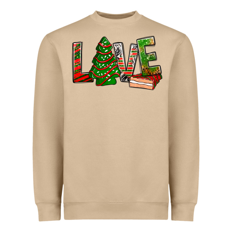 Love Christmas Tree Cake Heavyweight Sweatshirt by NancyCooperArtShop | Teevron