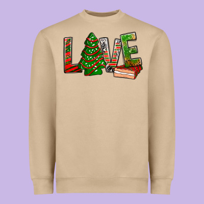 Love Christmas Tree Cake Heavyweight Sweatshirt Designed By Nancycooperartshop
